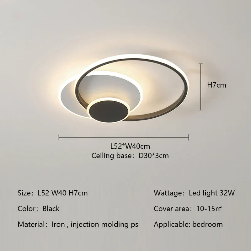 Circles LED Ceiling Lights Modern Minimalism Dimmable Bedroom Lamp Fixtures