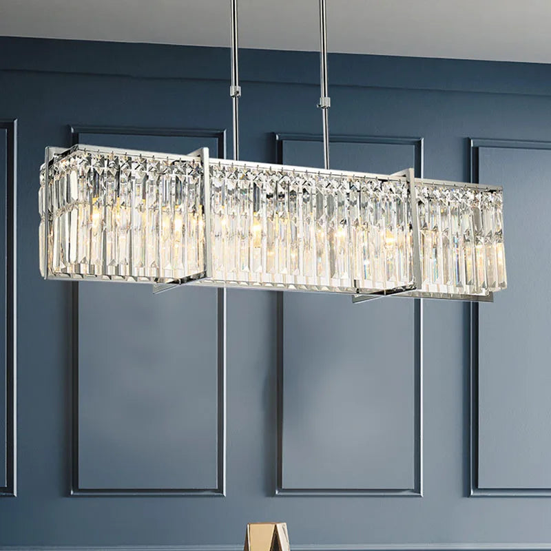 Modern Crystal Chandelier for Living, Dining, and Bar - New Light Rectangular Design
