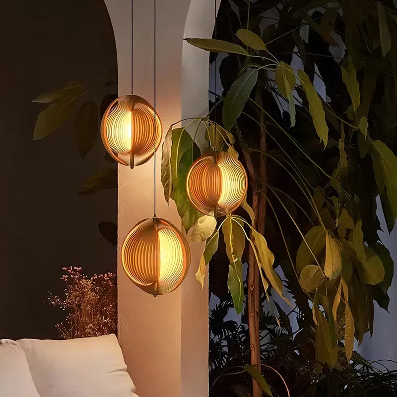 Wabi Sabi Wooden LED Pendant Lights for Home Decor and Lighting