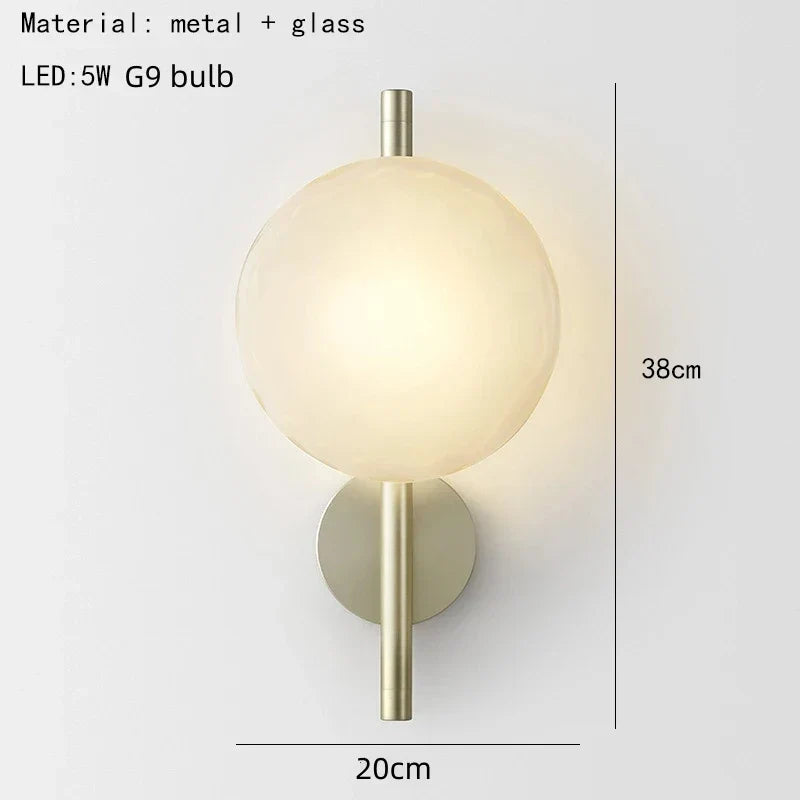 Nordic Glass Wall Lamp Modern Metal Light for Bedroom Parlor Restaurant Hallway
