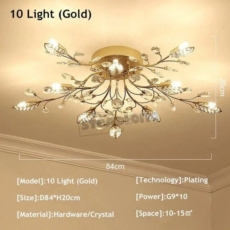 Crystal Ceiling Chandelier LED Light Fixture for Living Room Bedroom Kitchen