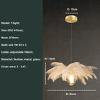 Ostrich Feather Glass Chandelier Lighting for Modern Staircase and Home Decor