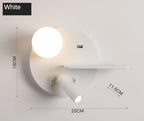 Modern LED Reading Wall Lamp with USB Charging, Nordic Sconce Light for Hotel Bedroom