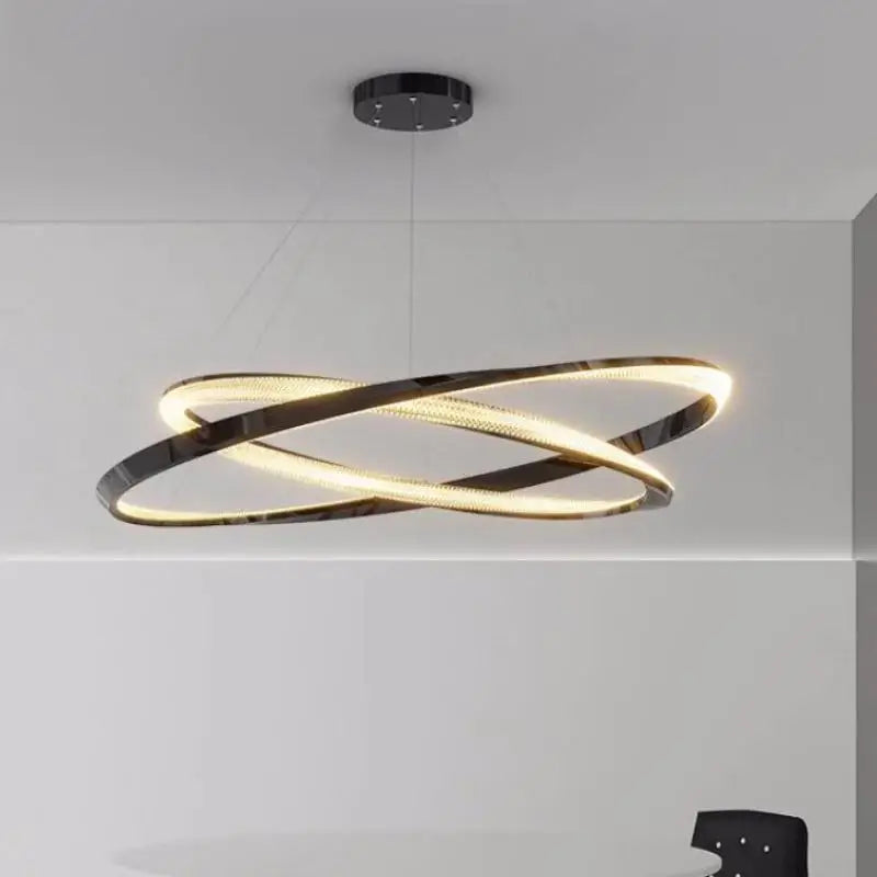 Modern Steel Dimmable LED Chandelier: Remote Control Stair Lustre Pendant Lights