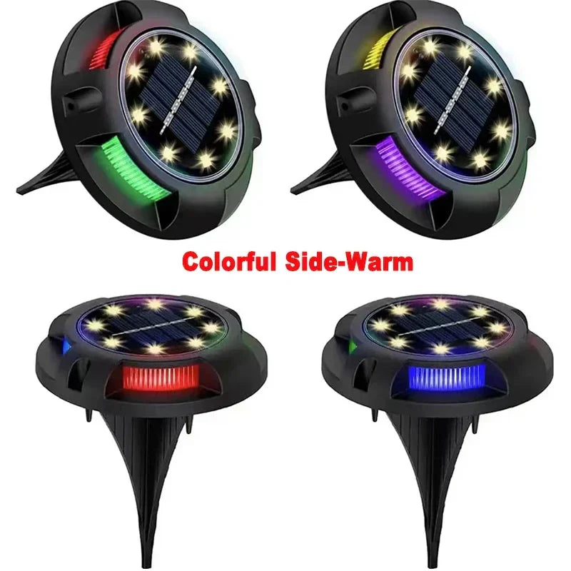 Solar Disk Light Outdoor Garden Spotlight Buried LED Deck Lamp Decor