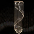 Spiral LED Crystal Chandelier: Modern Luxury Hanging Interior Lamp for Ladder Corridor