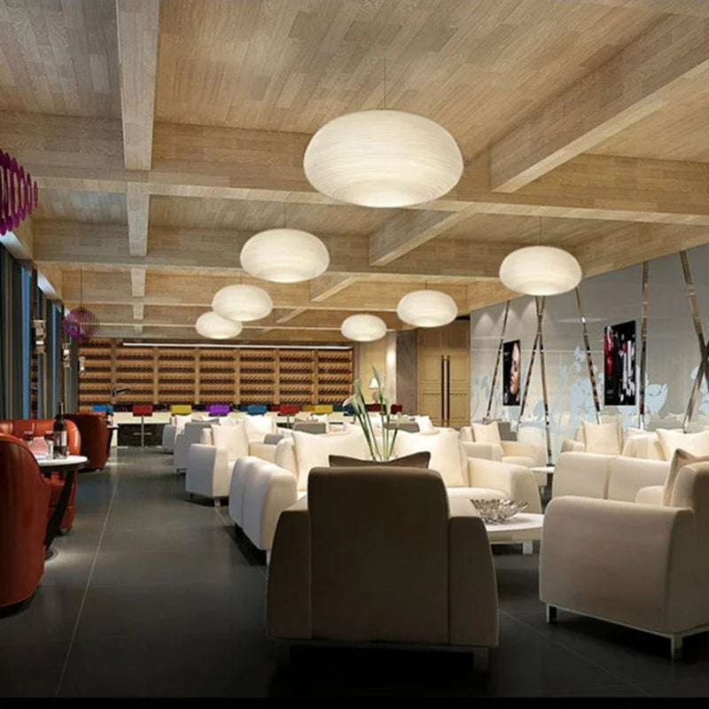 Glass Whorls Cocoon Pendant Light - Milky White, Modern Hanging Lamp