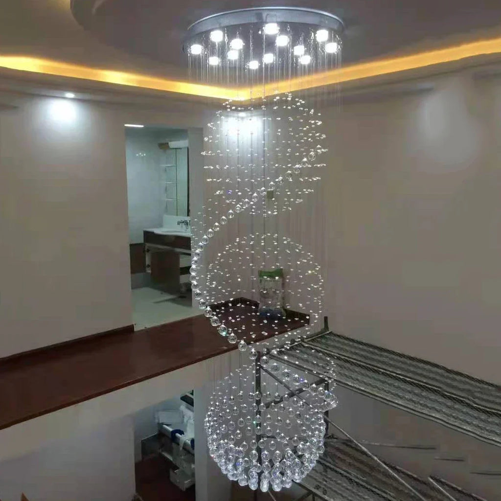 Modern Crystal Chandelier: Large LED Staircase Ball Lustre Light for Living Room & Lobby