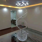 Crystal Chandelier: Modern LED Staircase Light for Living Room and Lobby