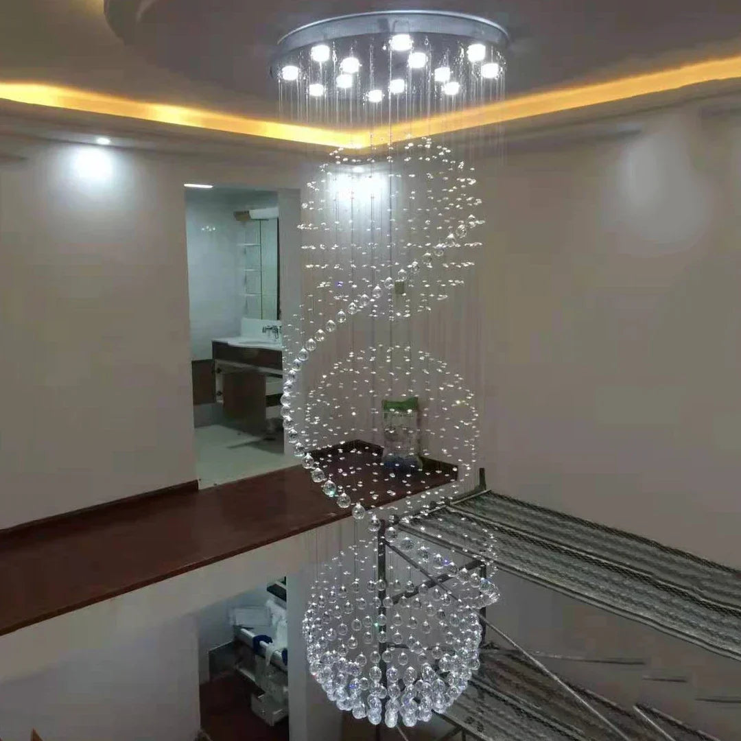 Crystal Chandelier: Modern LED Staircase Light for Living Room and Lobby