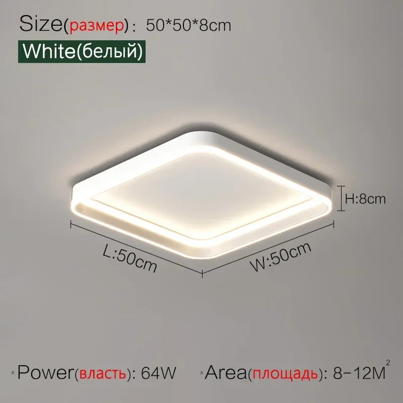 Square LED Ceiling Light for Bedroom Living Room Dining Room with Remote Dimming