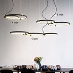 Black Gold Chandelier Creative Italian Design Light Metal LED Rings Circle