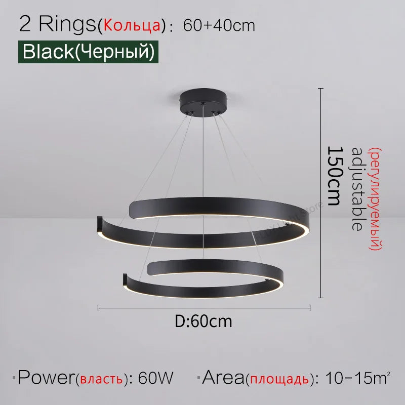 Round Ring LED Chandelier for Dining Room Bedroom Living Room Modern Nordic Decor