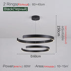 Round Ring LED Chandelier for Dining Room Bedroom Living Room Modern Nordic Decor