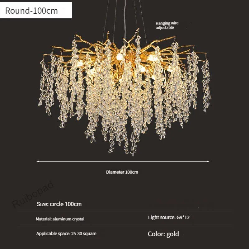 Gold Crystal Grapes Chandelier for Dining Living Room Bedroom