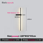 Black Long Strip Wall Lamp - Modern Minimalist Bedroom Living Room TV Wall Light