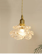 Romantic Rose Glass Chandelier Lighting Vintage Brass Luxury Hanging Lamp