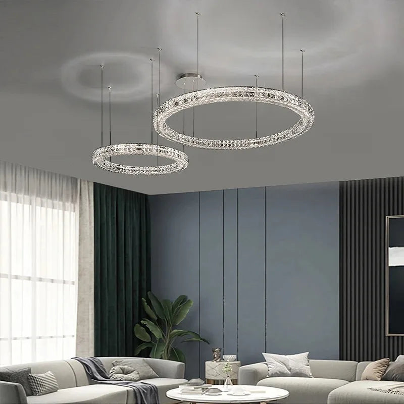 Crystal LED Chandelier: Modern Luxury Chrome Steel & Clear K9 Crystal Lighting