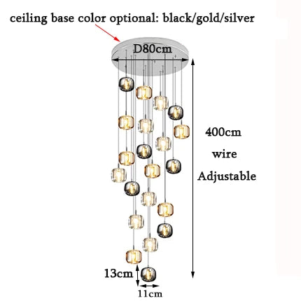 LED Stair Chandelier: Luxury Crystal Hanging Lamp, Indoor Lighting Fixture