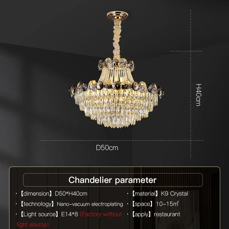 Crystal Light Luxury Chandelier for Living Room Dining Bedroom