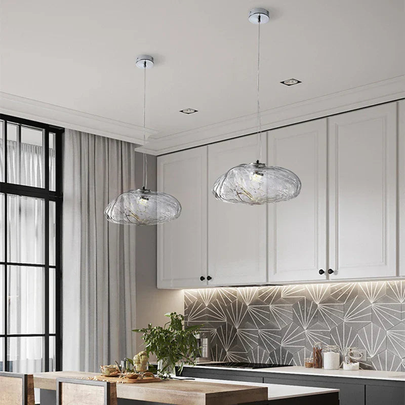 Glass Cloud Chandelier LED Pendant Lamp for Villa Staircase & Hotel