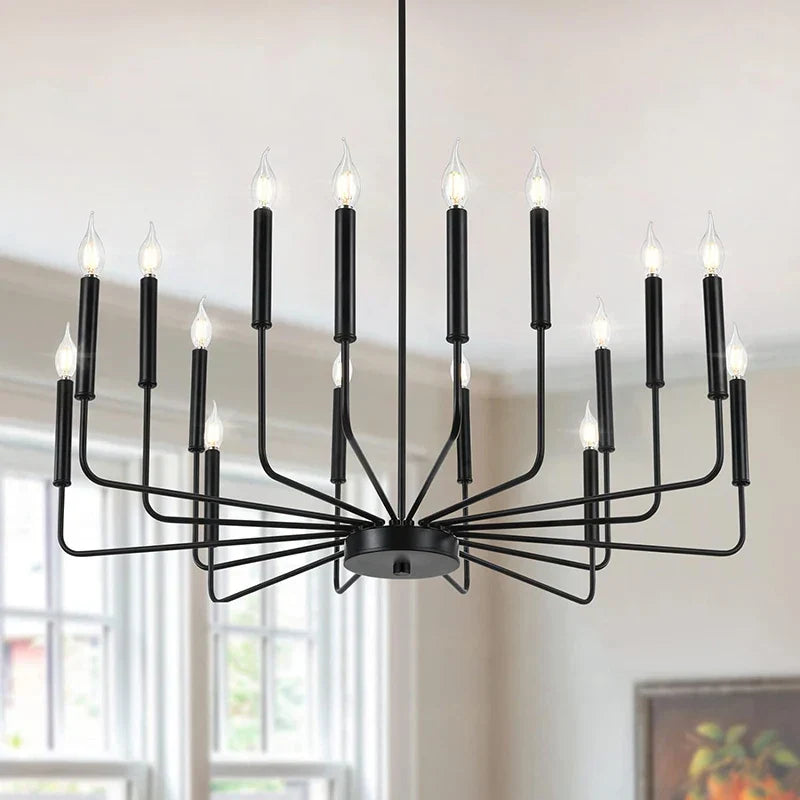 Modern Black Chandelier 6-Light Candle Pendant Light for Dining Room and Kitchen