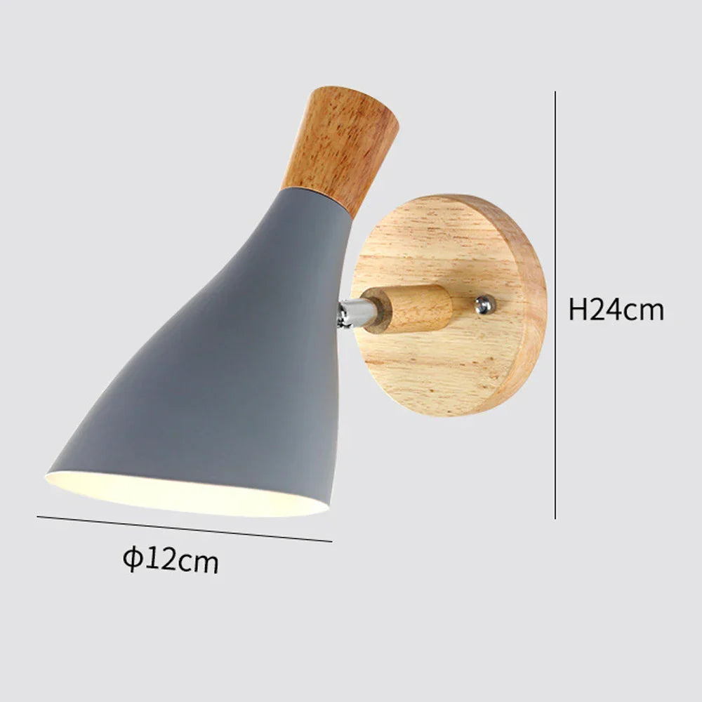 Wooden Wall Sconce Nordic Bedside Lamp E27 Modern LED Light for Home Indoor