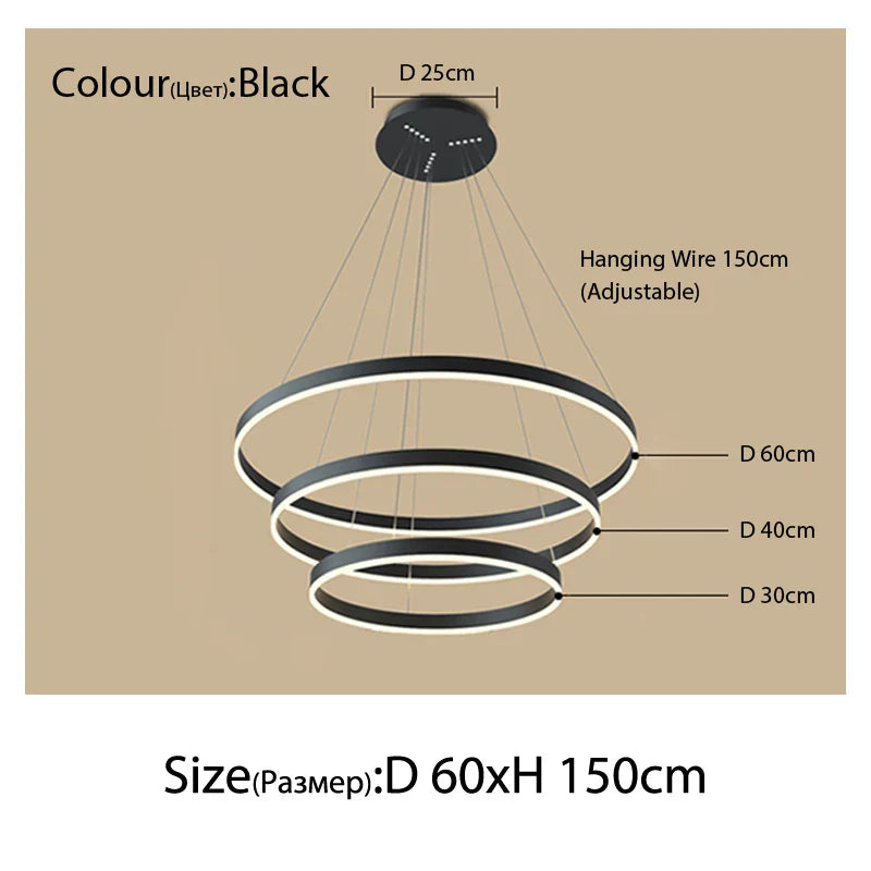 Sophisticated Duplex Living Room Chandelier & LED Circles Lighting Fixtures