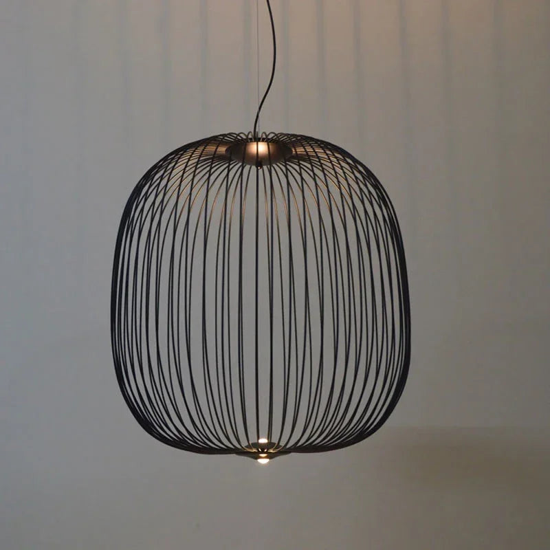 Modern Remote LED Pendant Lamp: Retro Bird Cage Design for Stylish Industrial Lighting