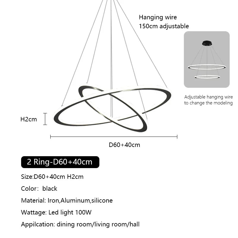 Nordic Circle Ring LED Chandelier: Minimalist Living Room Pendant Light