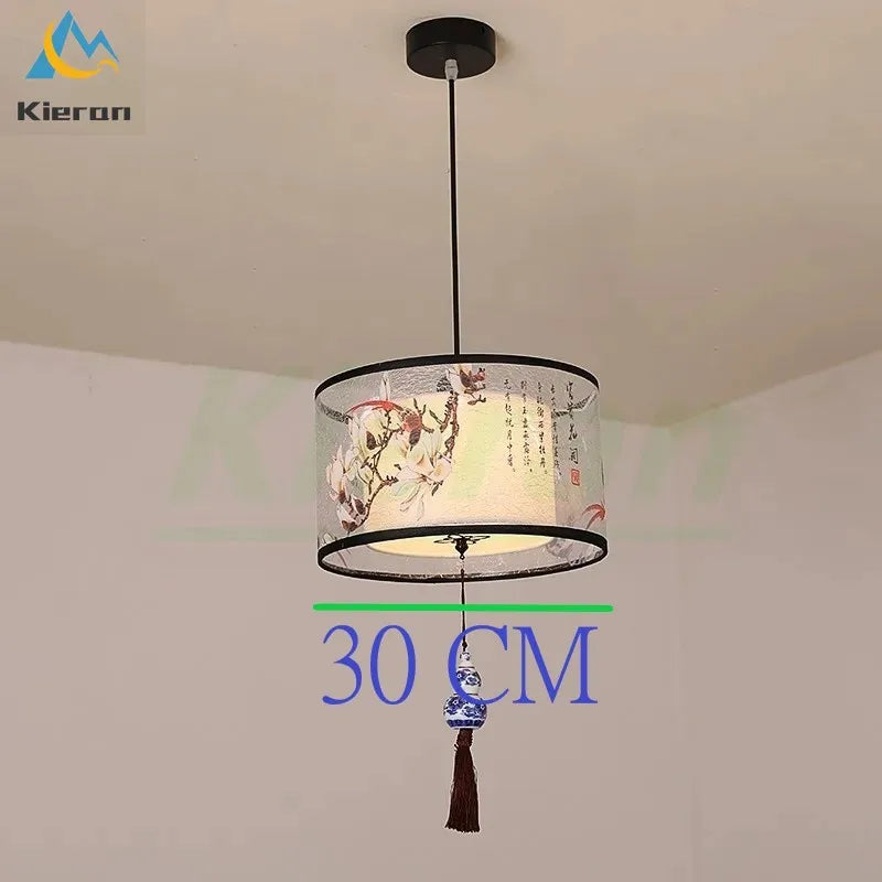 Modern Minimalist Fabric LED Chandelier Room Decoration Chinese Style Pendant Lamp