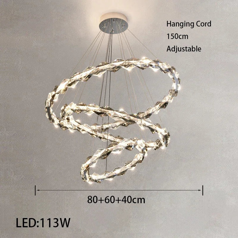 Modern Crystal LED Ceiling Chandelier Light Set for Stylish Indoor Lighting
