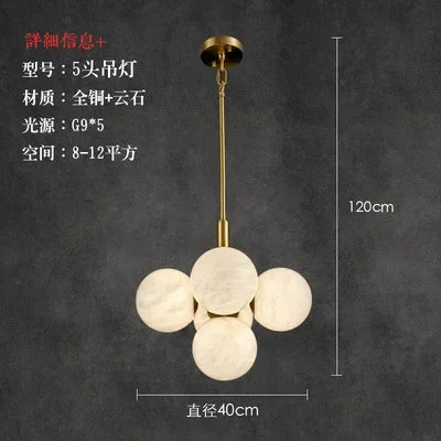 Copper Marble Pendant Light: Modern LED Hanging Lamp for Dining Room