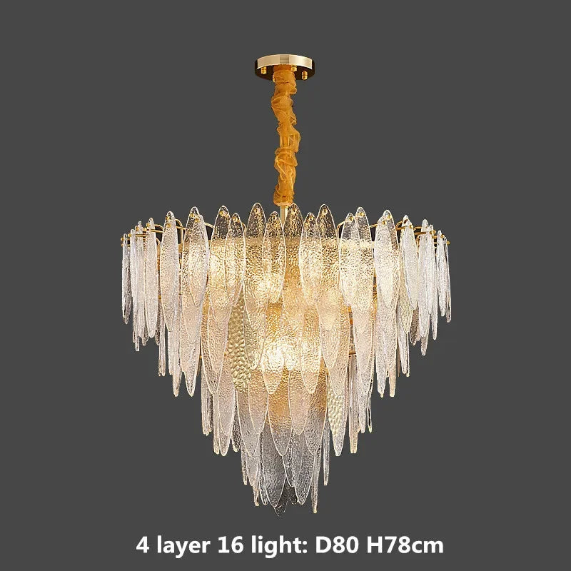 Gold Metal Chain LED Pendant Lights for Modern Luxury Living Room