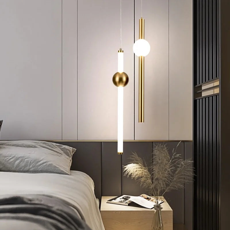 Modern Wand LED Pendant Light for Bedside Living Room, Hotel Hall Decor