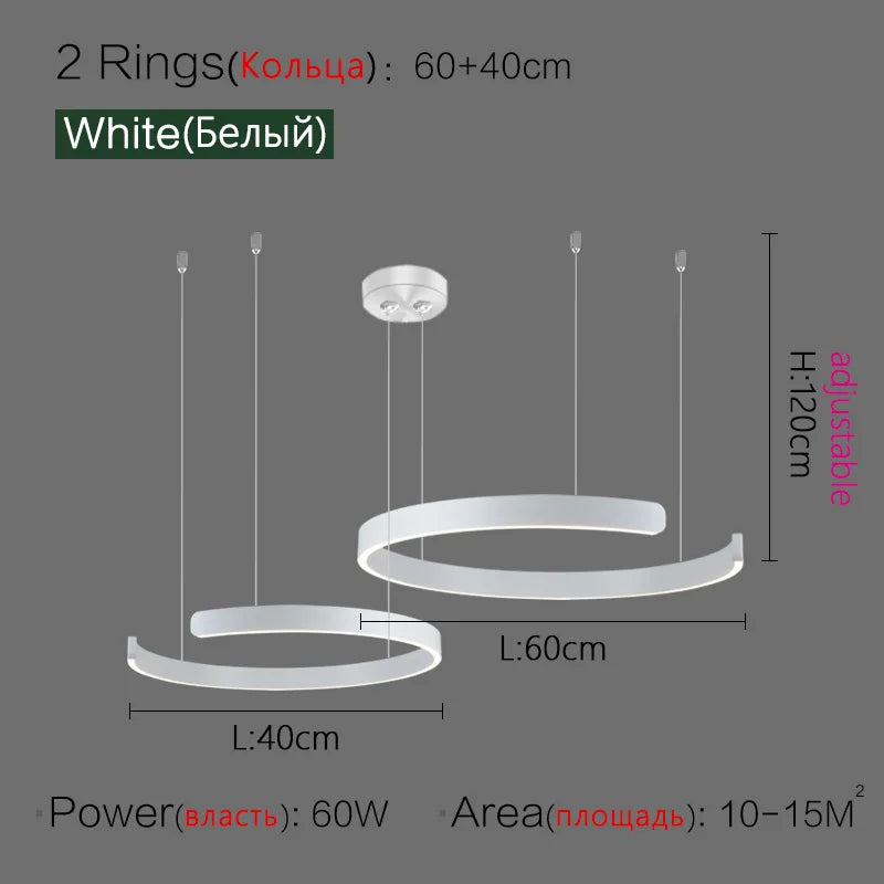 LED Ring Chandelier for Home Decor - Modern Nordic Style Lighting