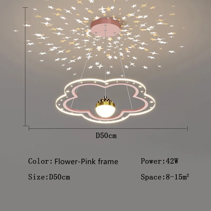 Cloud Flower LED Chandelier: Kid's Bedroom Starry Sky Decorative Lighting Fixture