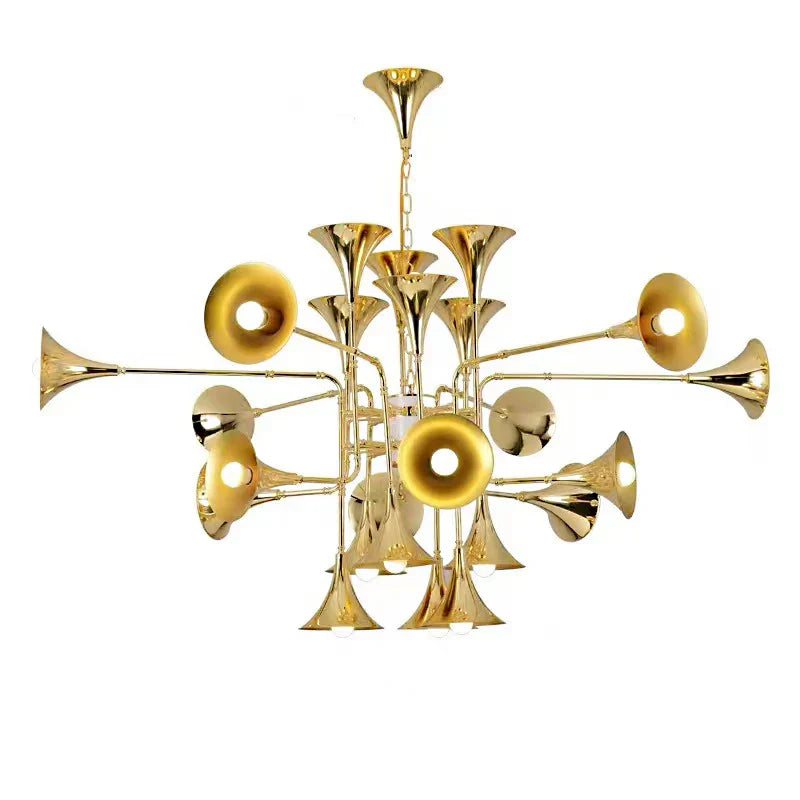 Gold Flared Trumpet Chandelier for Kitchen, Hall, Study, Drawing Room