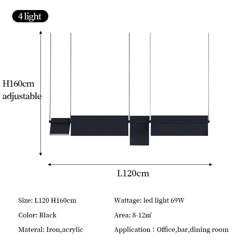 Rotatable LED Chandelier: Modern Office Showroom Art Lighting for Dining Room & Bar