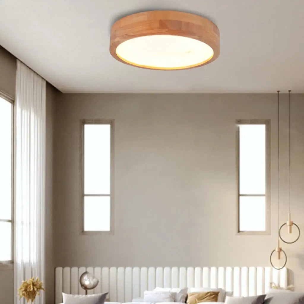 Nordic Wood Led Ceiling Light for Living Room Bedroom, Modern Indoor Decor Lighting