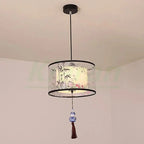 Modern Minimalist Fabric LED Chandelier Room Decoration Chinese Style Pendant Lamp