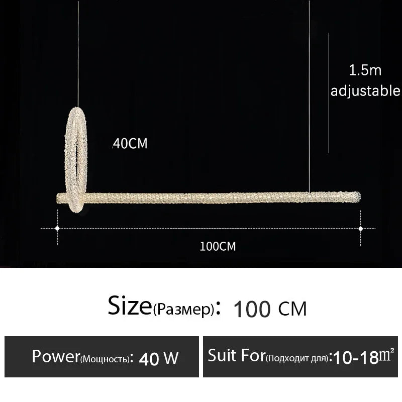 Luxury Crystal LED Chandelier | Dimmable Ring Gloss Ceiling Chandelier for Modern Living Room