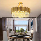 Crystal LED Pendant Lights: Luxury Gold Plating Metal Hanging Lamp for Living, Dining, Bedroom