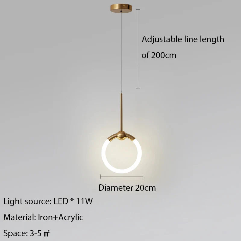 LED Circle Pendant Lights in Gold/Black for Home Decor Lighting