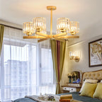 Round Black Chandelier Geometric LED Indoor Hanging Lighting For Modern Minimalist Living Room