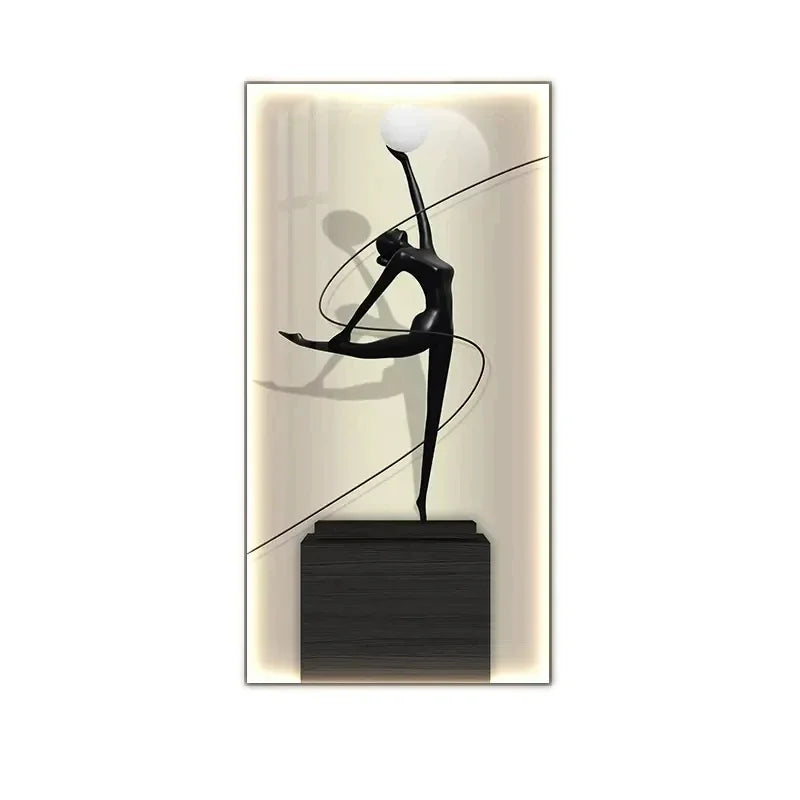 Abstract Figure Luminous Canvas Painting Wall Lamps by Afralia™