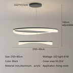 Modern Circle LED Pendant Light Dimmable Chandelier for Living Room Bedroom Décor