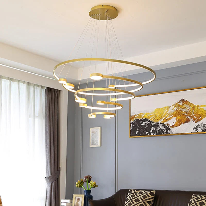LED Ring Chandelier: Modern Nordic Hanging Light for Dining, Living Room, and Lobby