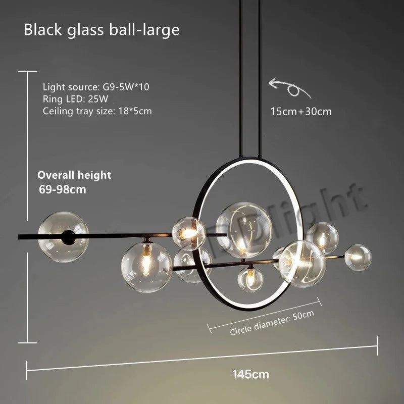 Glass Bubble LED Chandelier Dining Room Pendant Lighting