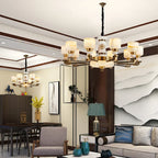 Luxury Copper Jade Chandelier for Living, Dining & Bedroom - Hollow Design